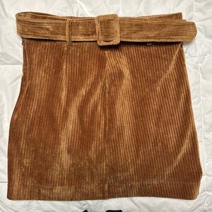 Mango corduroy belted mini skirt brown size S